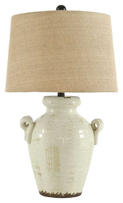 Emelda - Ceramic Table Lamp  - Cream by Ashley – Table Lamps