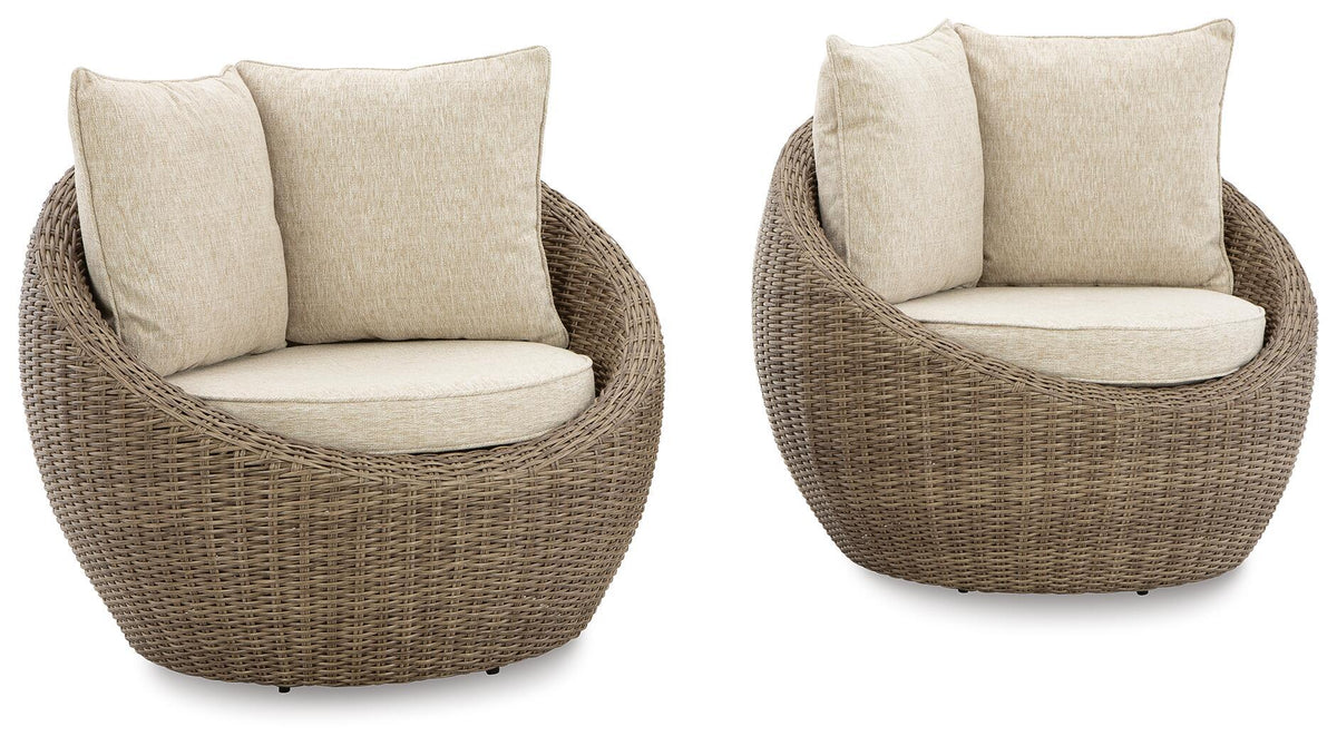 Danson - Swivel Lounge w/Cushion (Set of 2) - Beige by Ashley – Chair Sets