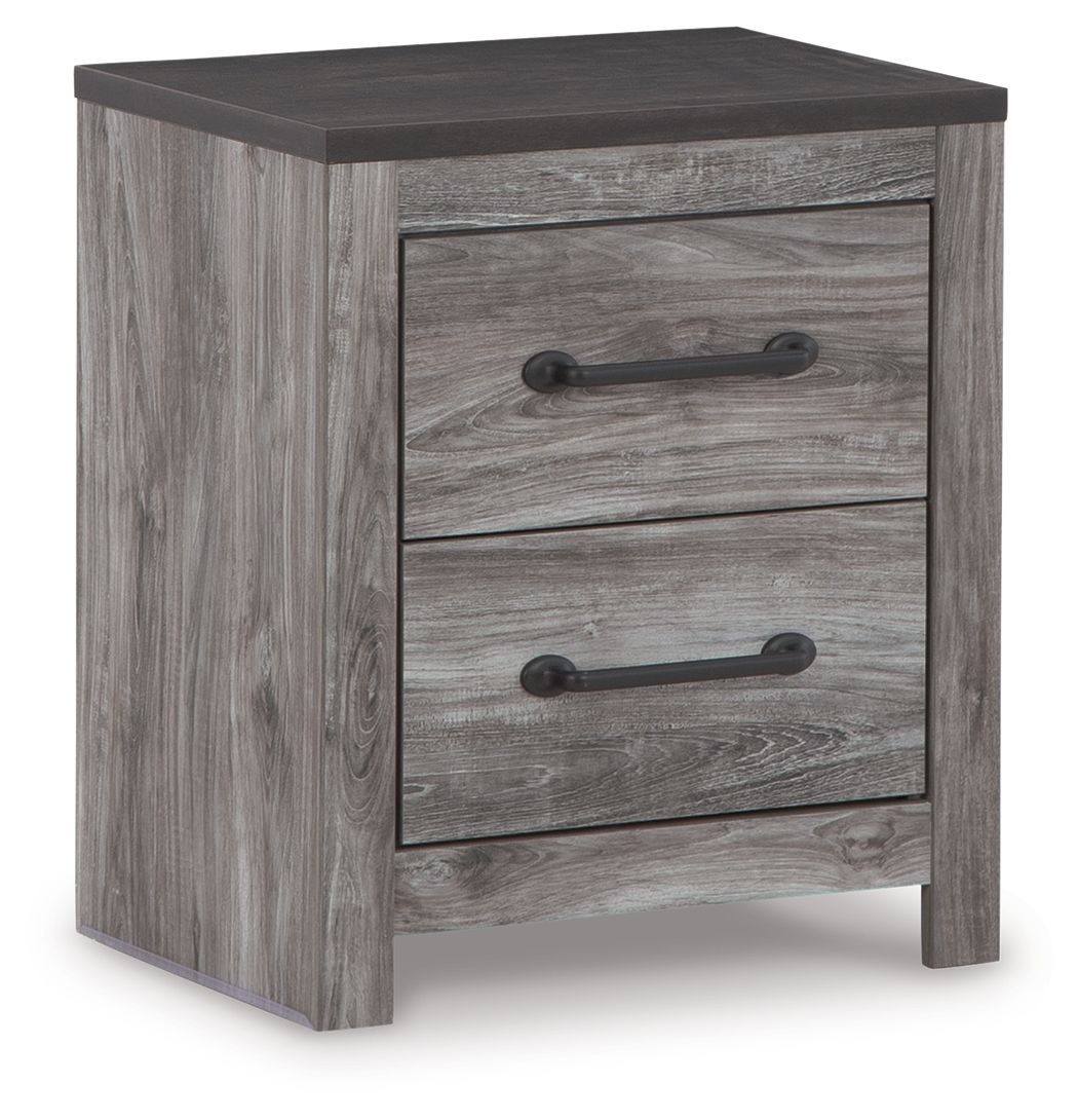 Bronyan - Two Drawer Night Stand - Dark Gray by Ashley – Accent Nightstands