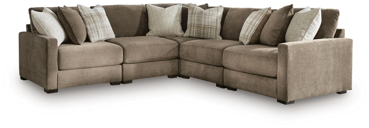 Camellia-Court - 5-Piece Sectional - Coffee – Stationary Sectionals
