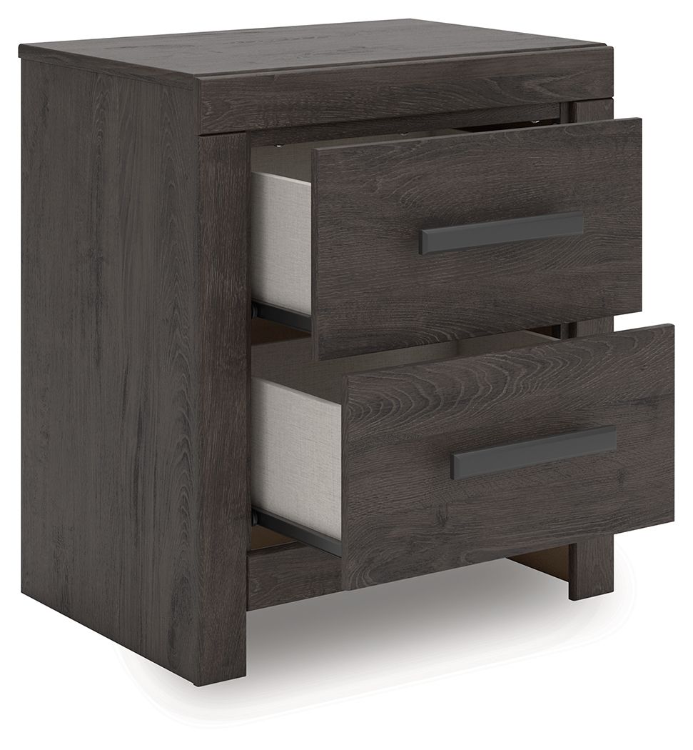 Prendonea - Two Drawer Night Stand - Charcoal by Ashley – view 2