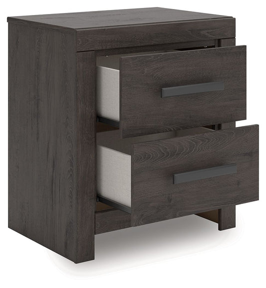 Prendonea - Two Drawer Night Stand - Charcoal by Ashley – view 2