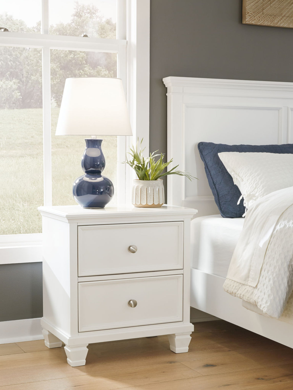 Fortman - Two Drawer Night Stand - White by Ashley – view 3