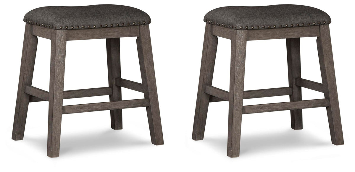 Caitbrook - Upholstered Stool (Set of 2) - Gray by Ashley – Stool Sets