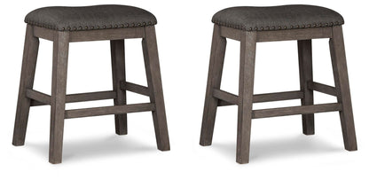 Caitbrook - Upholstered Stool (Set of 2) - Gray by Ashley – Stool Sets