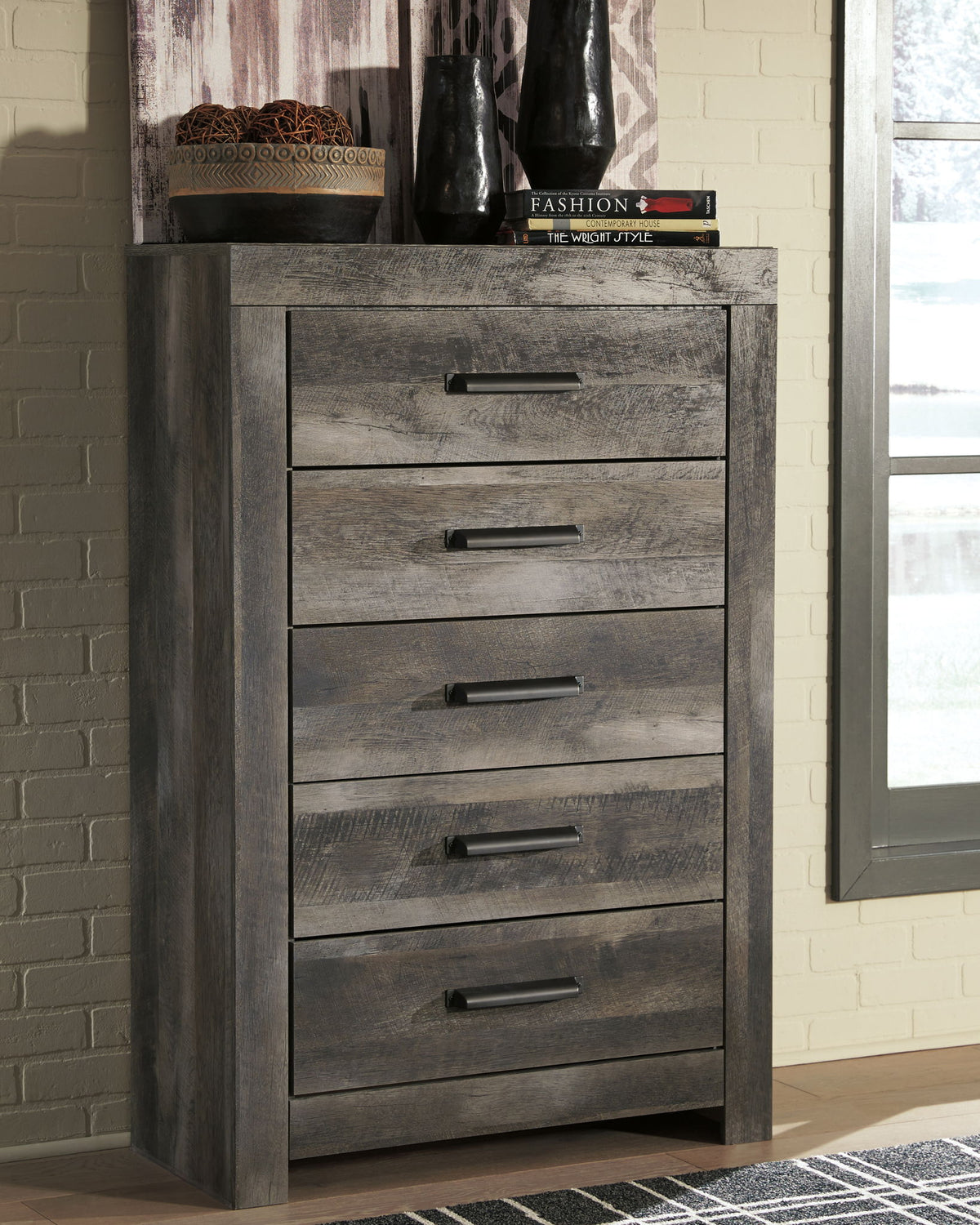 Wynnlow - Five Drawer Chest - Gray by Ashley – view 3