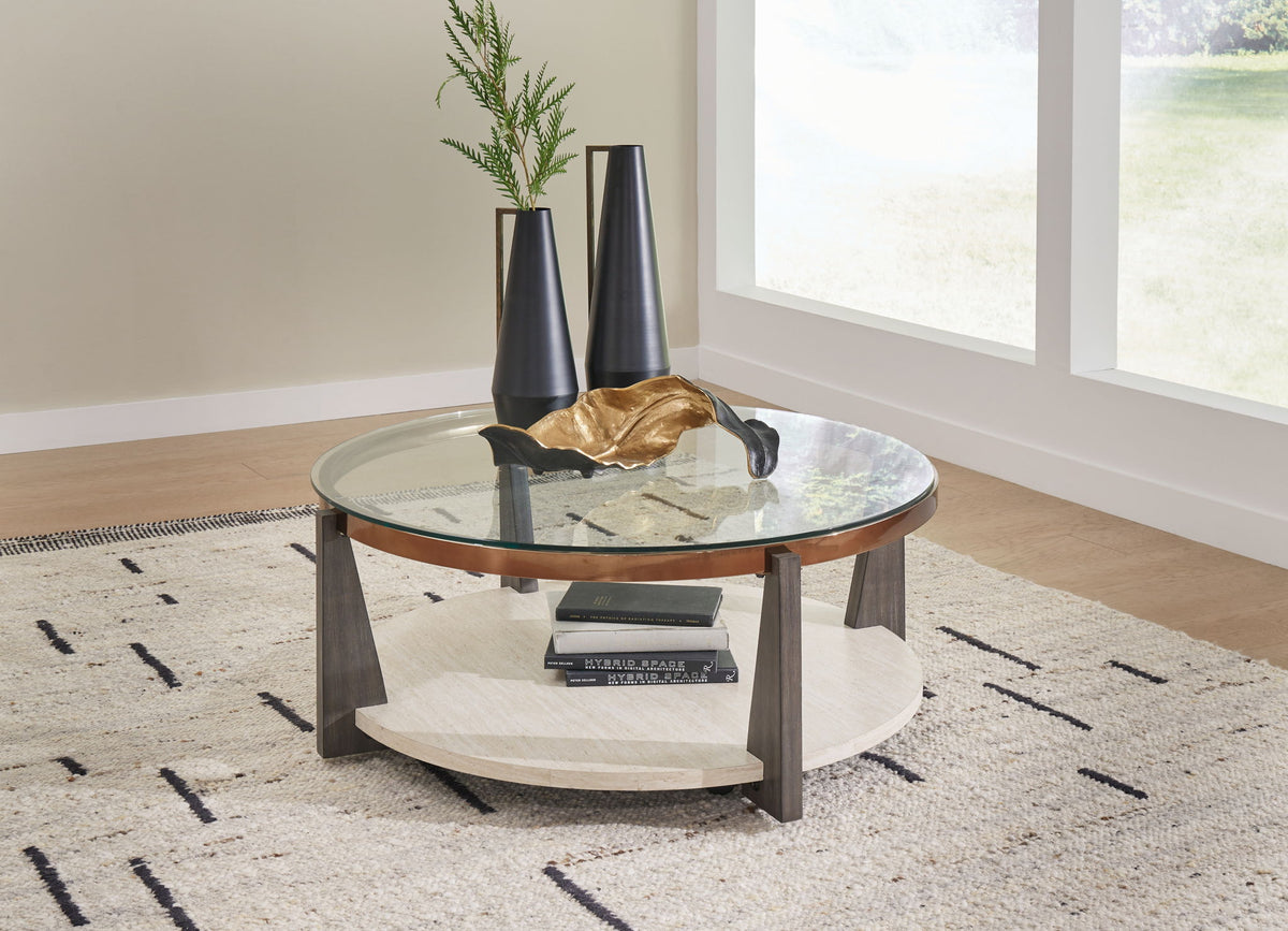 Frazwa - Round Cocktail Table - Multi by Ashley – view 3