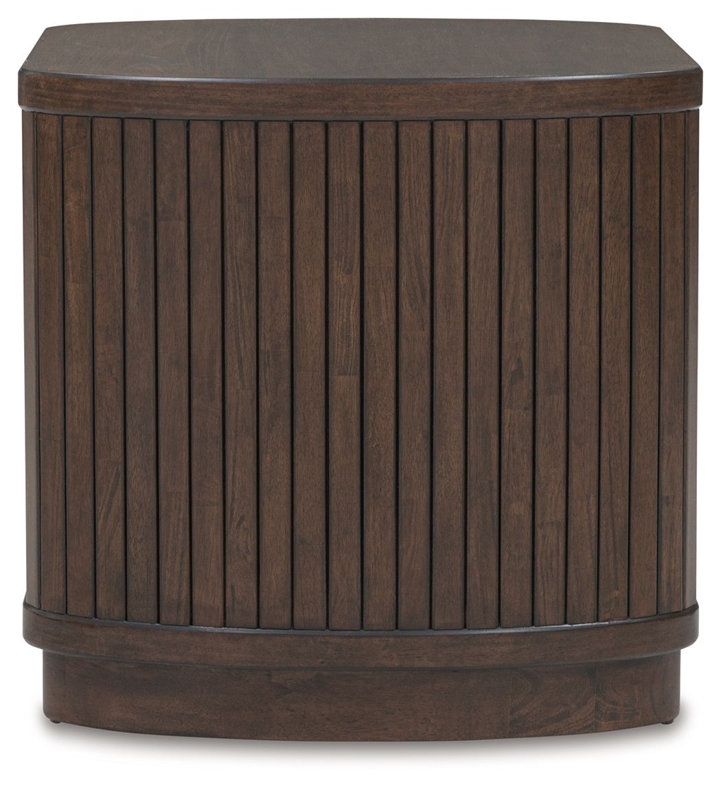 Korestone - Square End Table - Dark Brown by Ashley – view 2