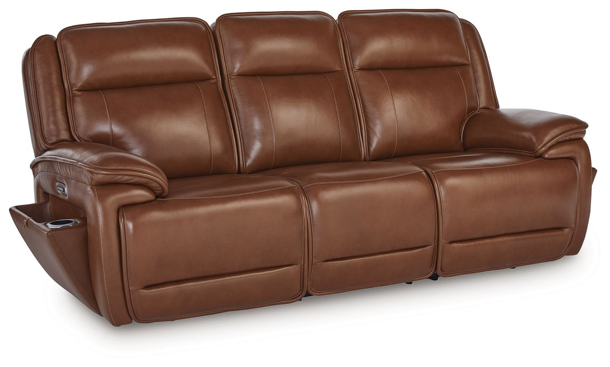 Healy Pier - Power Reclining Sofa / Adj Headrest - Chocolate by Ashley – Reclining Sofas