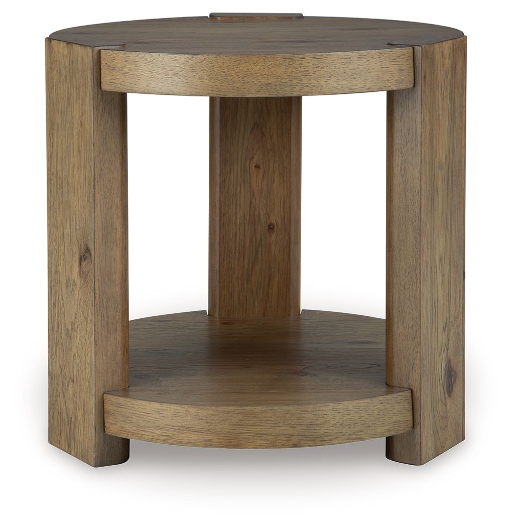 Flangren - Round End Table - Light Brown by Ashley – view 2