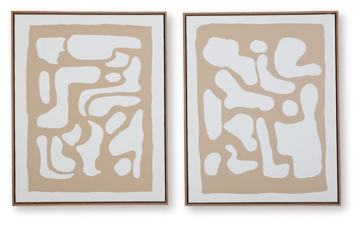 Waldett - Wall Art Set (Set of 2) - Beige / White by Ashley – Canvas Art Sets