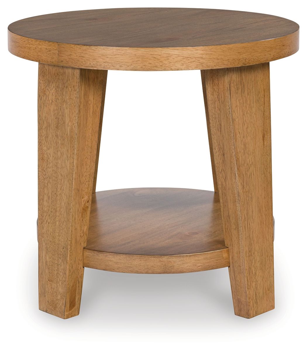 Kristiland - Round End Table - Light Brown by Ashley – view 3