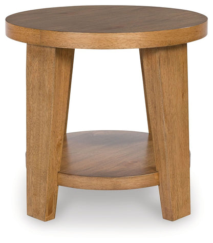Kristiland - Round End Table - Light Brown by Ashley – view 3
