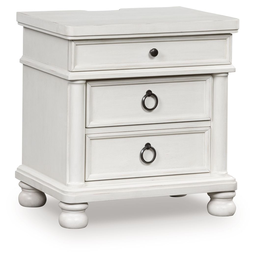 Rowlenstown - Three Drawer Night Stand by Ashley – Nightstands w/ Charging Stations