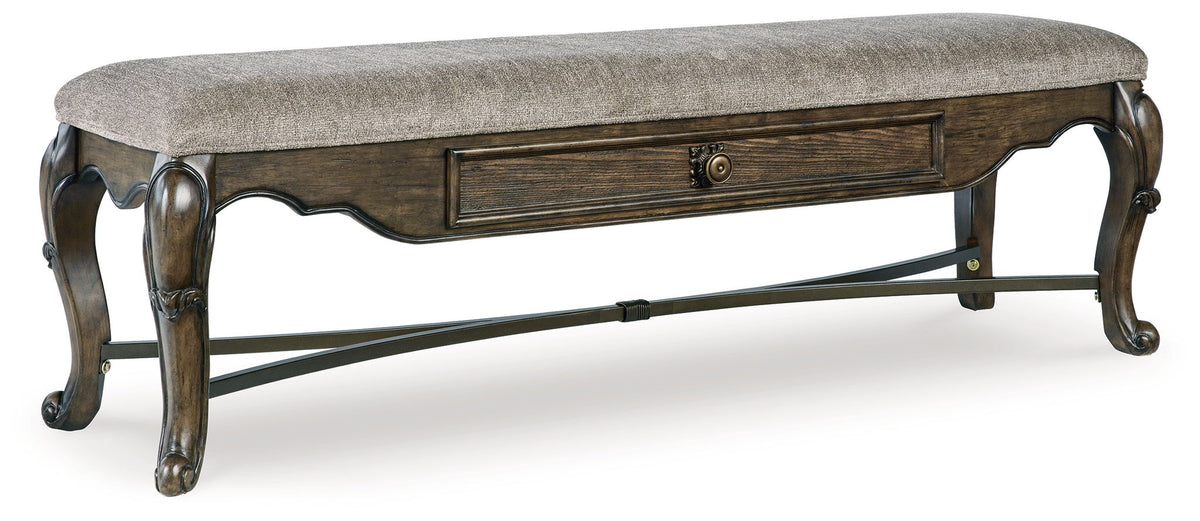 Maylee - Upholstered Storage Bench - Dark Brown by Ashley – Storage Benches