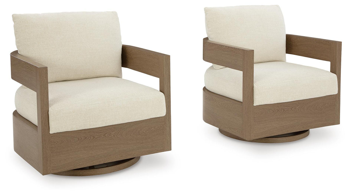 Serene Bay - Swivel Glider Chair With Cushion - Dark Brown / White by Ashley – view 4