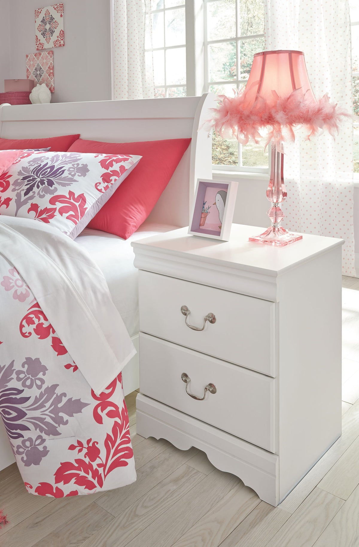 Anarasia - Two Drawer Night Stand - White by Ashley – view 2