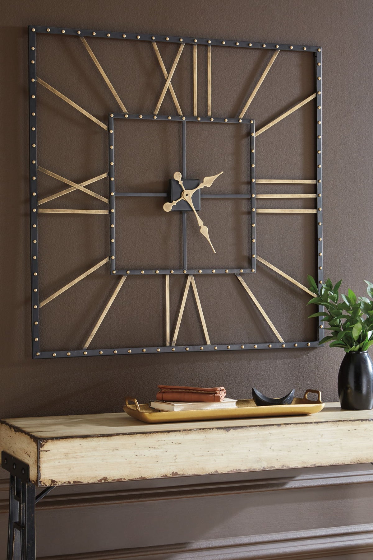Thames - Wall Clock - Black / Gold Finish by Ashley – view 2