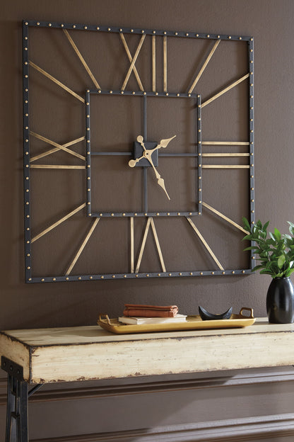 Thames - Wall Clock - Black / Gold Finish by Ashley – view 2