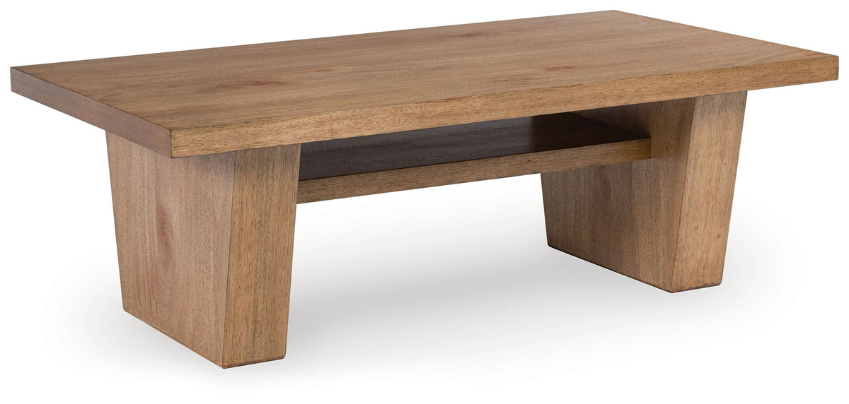 Kristiland - Rectangular Cocktail Table - Light Brown by Ashley – Cocktail Tables