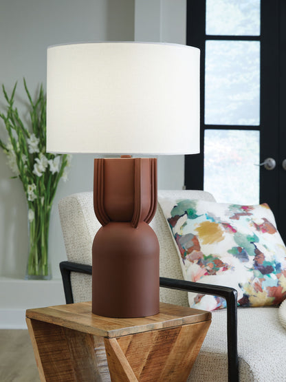 Rowandale - Metal Table Lamp - Brick Red by Ashley – view 4