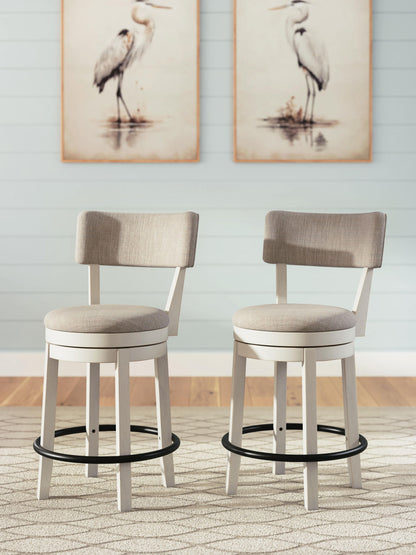 Robbinsdale - Upholstered Swivel Barstool (Set of 2) - Antique White by Ashley – view 2