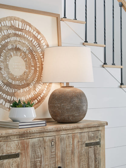 Neavesboro - Metal Table Lamp - Antique Brown / White by Ashley – view 3