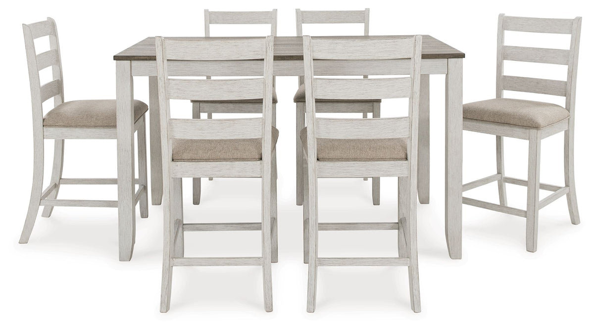 Skempton - Counter Height Dining Table and Bar Stools (Set of 7) - White / Light Brown by Ashley – view 3