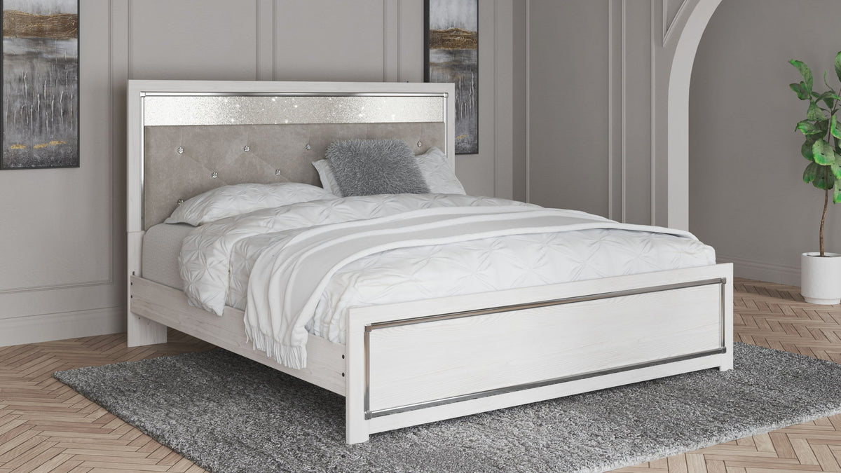Altyra - King Panel Bed With Upholstered Headboard - White by Ashley – view 2