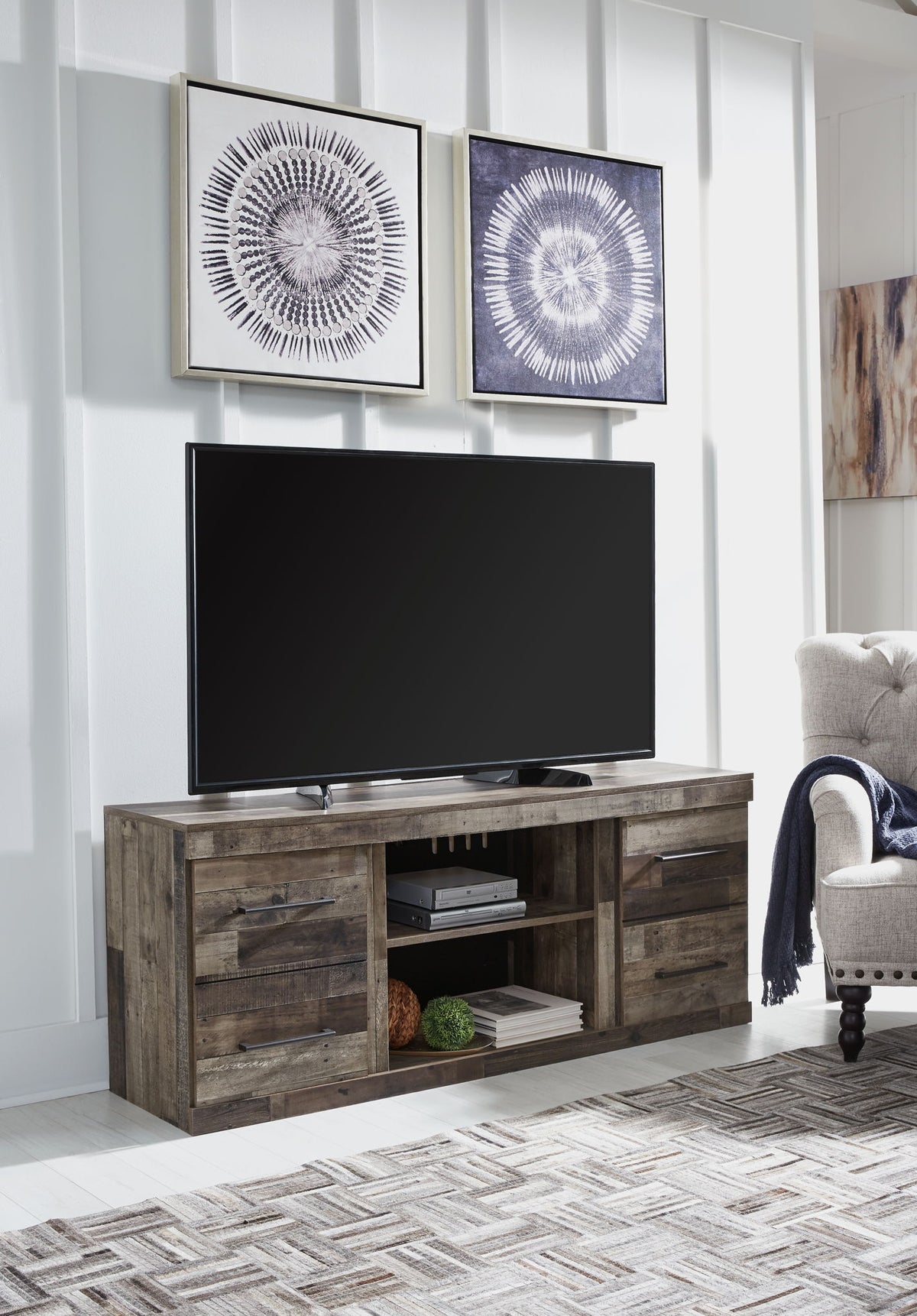 Derekson - LG TV Stand With Fireplace Option - Multi Gray by Ashley – view 4