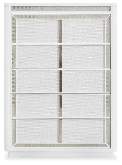 Chalanna - Five Drawer Chest - White by Ashley – view 4