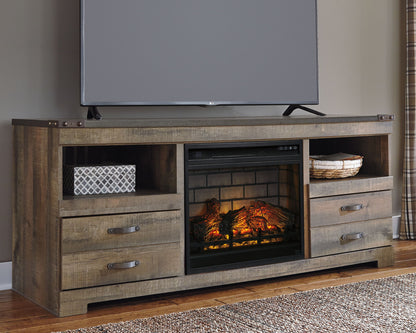 Trinell - 63" TV Stand With Glass/Stone Fireplace Insert - Brown by Ashley – view 3