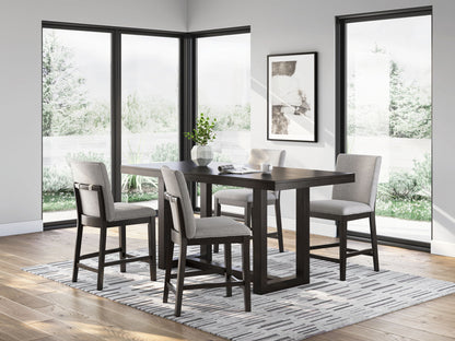 Neymorton - 5 Pc. - Rectangular Dining Room Counter Table, 4 Barstools - Dark Grayish Brown by Ashley – 5 Piece Dining Room Sets