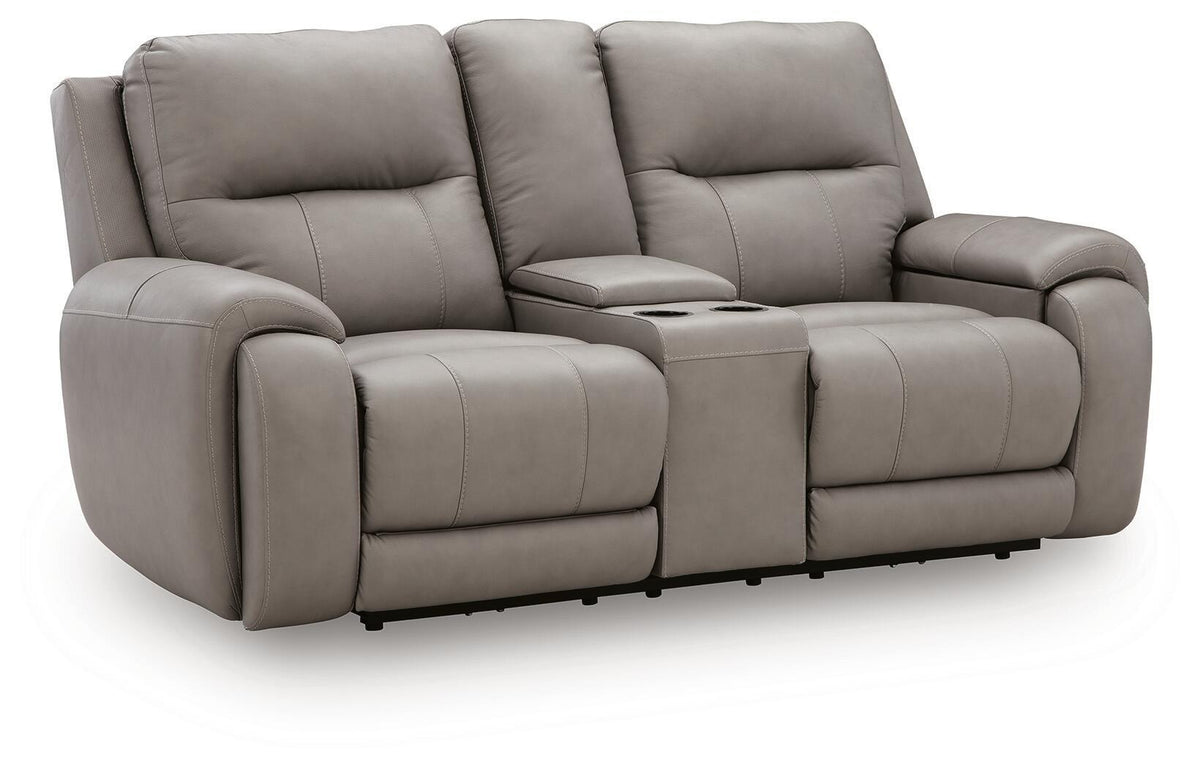 Real Moments - Power Reclining Loveseat With Audio Seating - Ash by Ashley – Reclining Loveseats