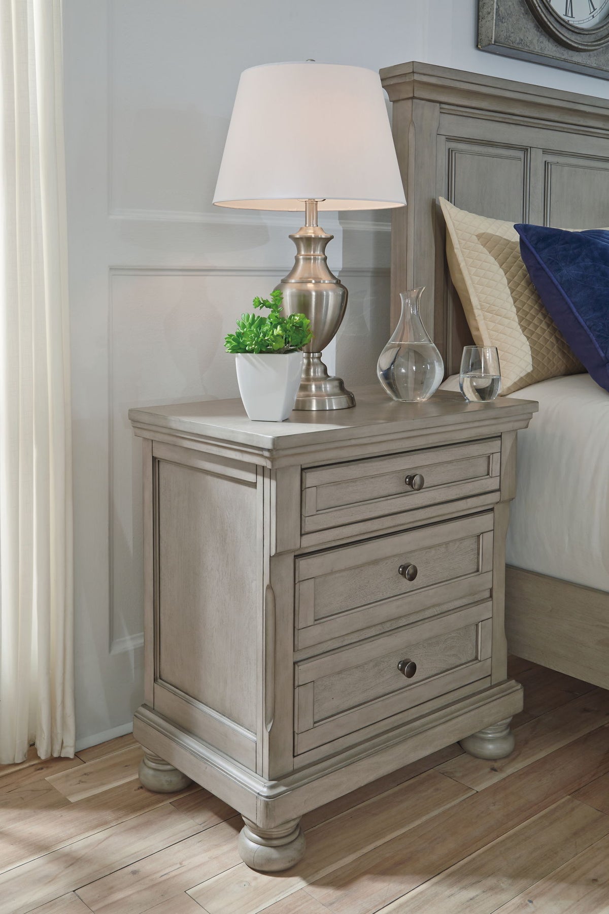 Lettner - Two Drawer Night Stand - Light Gray by Ashley – view 3