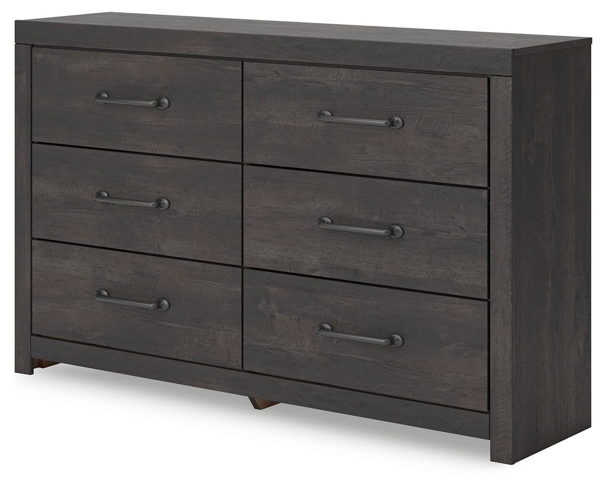 Hollivern - Six Drawer Dresser - Dark Gray by Ashley – view 2