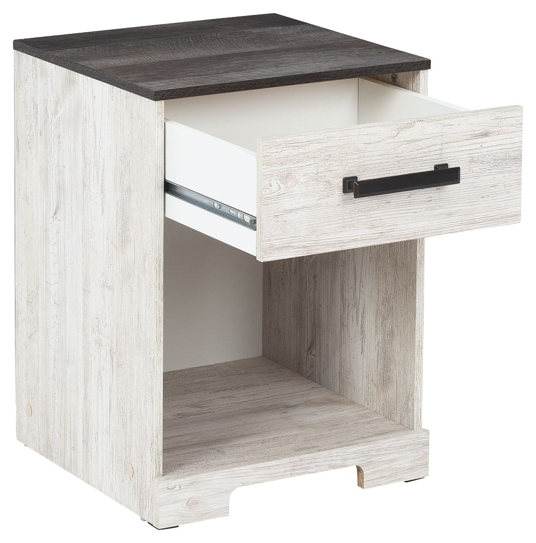 Shawburn - One Drawer Night Stand - Whitewash / Charcoal Gray by Ashley – view 2