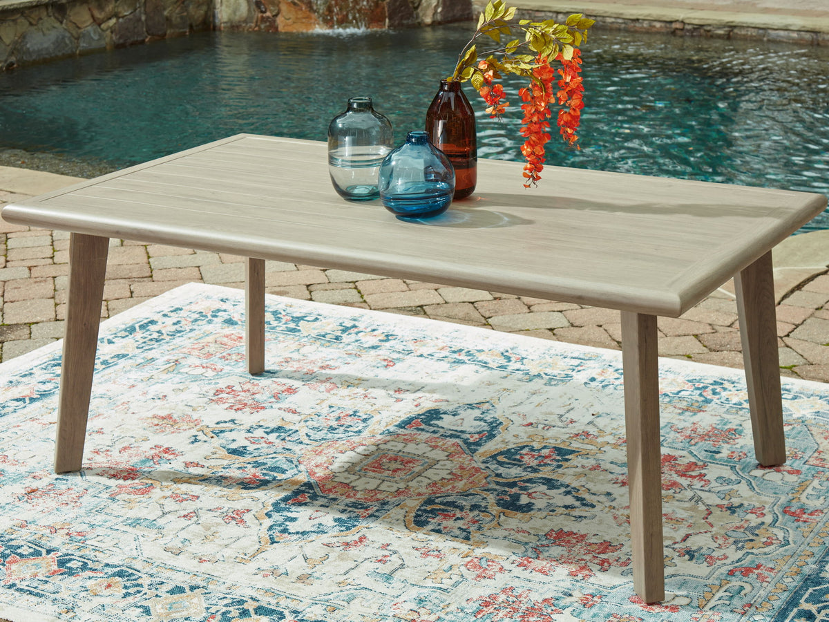 Cliff Trails - Rectangle Dining Table With Umbrella Option - Beige by Ashley – view 2