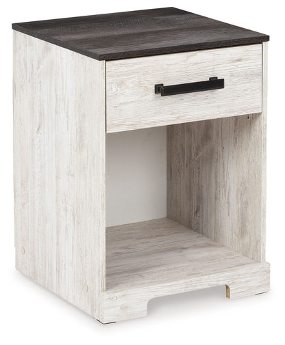 Shawburn - One Drawer Night Stand - Open Cubby - White / Black / Gray by Ashley – Accent Nightstands