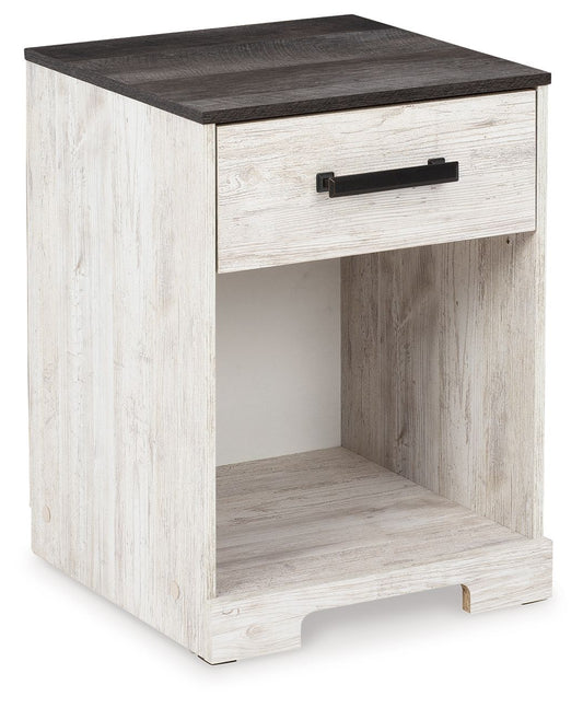 Shawburn - One Drawer Night Stand - Open Cubby - White / Black / Gray by Ashley – Accent Nightstands