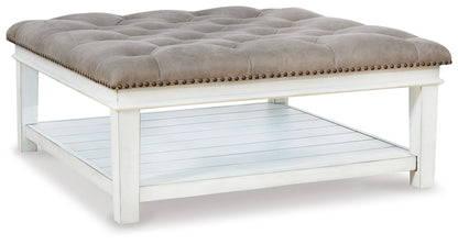 Kanwyn - Uph Ottoman Cocktail Table - Whitewash by Ashley – Coffee Table Ottomans