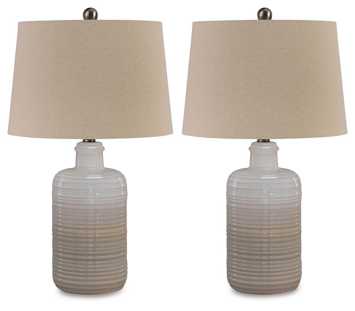 Marnina - Ceramic Table Lamp (Set of 2) - Taupe by Ashley – Table Lamps