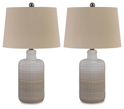 Marnina - Ceramic Table Lamp (Set of 2) - Taupe by Ashley – Table Lamps