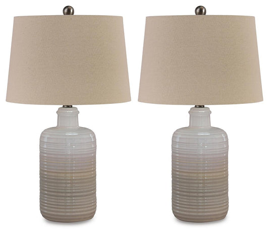Marnina - Ceramic Table Lamp (Set of 2) - Taupe by Ashley – Table Lamps