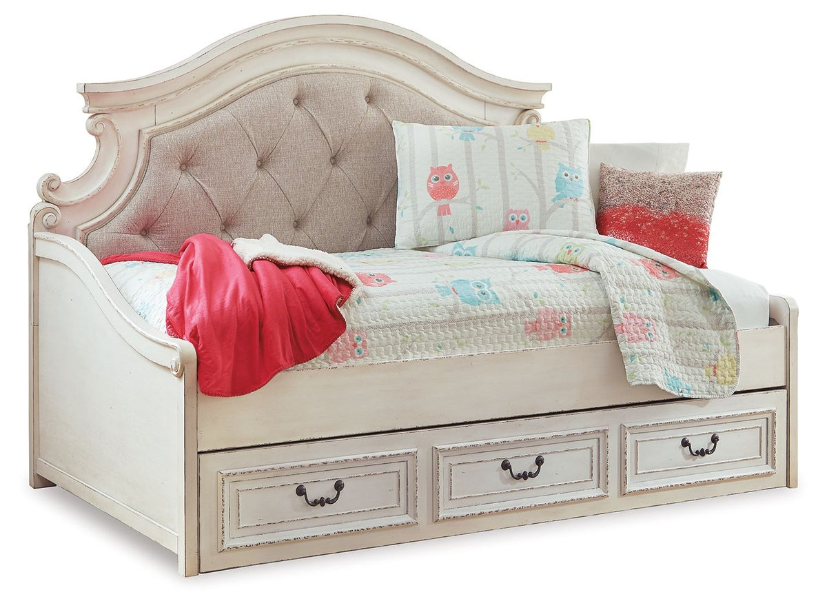 Realyn - Twin Day Bed With Storage - Chipped White by Ashley – Daybeds