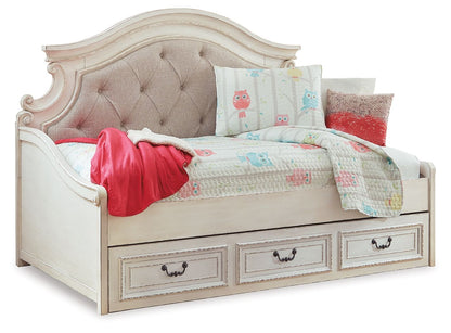 Realyn - Twin Day Bed With Storage - Chipped White by Ashley – Daybeds