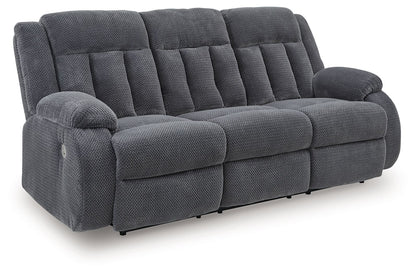 Observation - Reclining Power Sofa With Drop Down Table - Steel by Ashley – Reclining Sofas