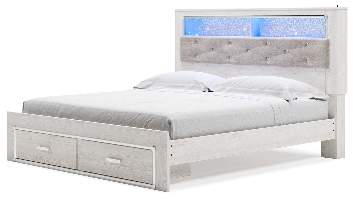 Altyra - King Upholstered Bookcase Bed With Storage - White by Ashley – view 3