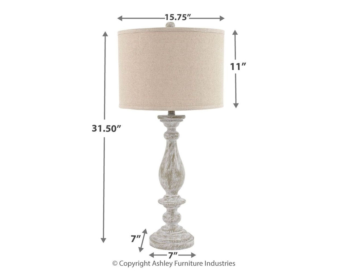Bernadate - Poly Table Lamp (Set of 2) - Whitewash by Ashley – view 4