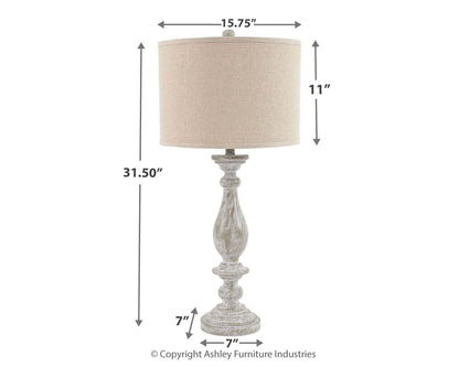 Bernadate - Poly Table Lamp (Set of 2) - Whitewash by Ashley – view 4